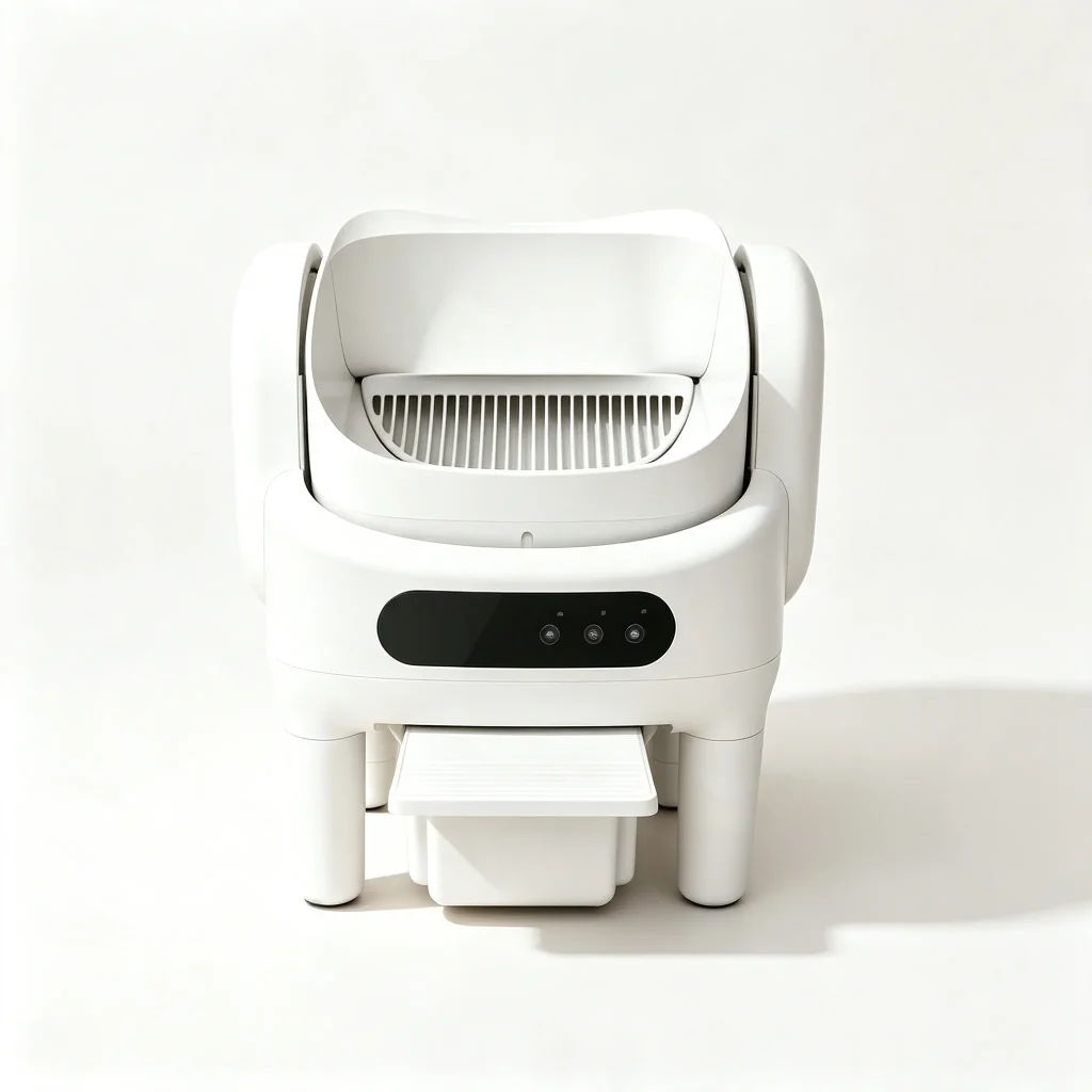 Semi Enclosed Smart Litter Box App White Version